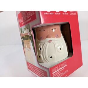 Electric Wax Warmer Lighted Illuminated Happy‎ Santa Pink Ceramic Packed Party
